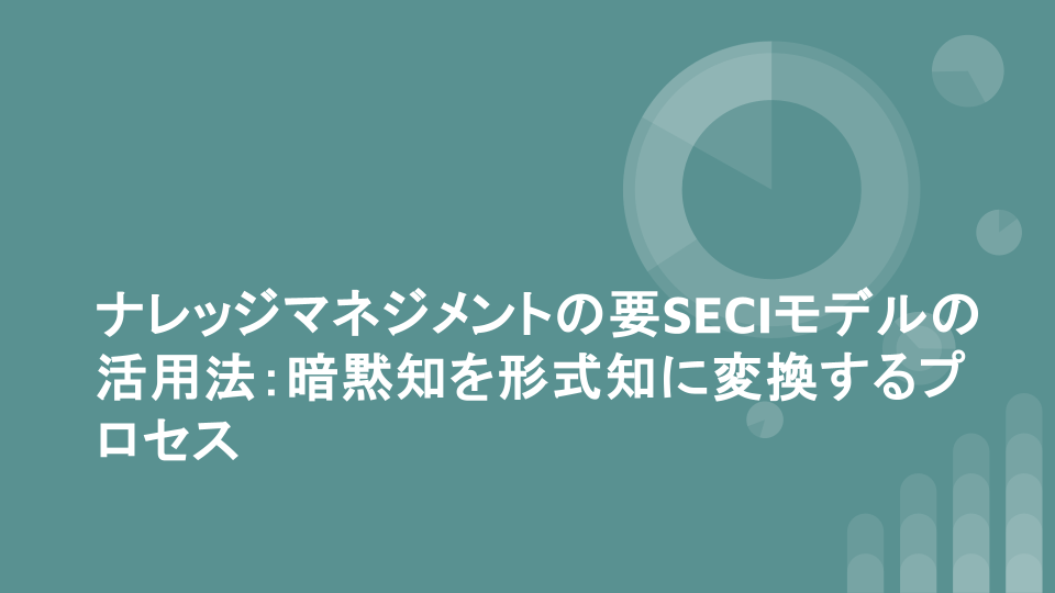 ナレッジマネジメントの要SECIモデルの活用法：暗黙知を形式知に変換するプロセス